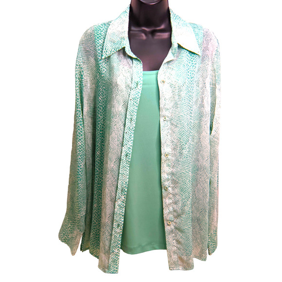 Susan Graver Other - Womens SUSAN GRAVER Graver Pair Long Sleeve Blouse Snakeskin Sleeveless Large